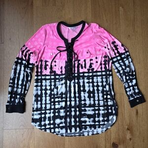 Peter Nygard Pink Blouse with Black Accents Women' Size M